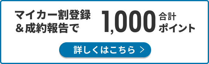 マイカー割登録＆成約報告で合計1,000ポイント