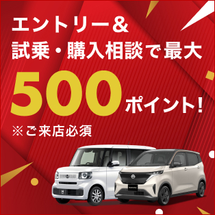 新車の試乗・購入相談で最大500ポイント！